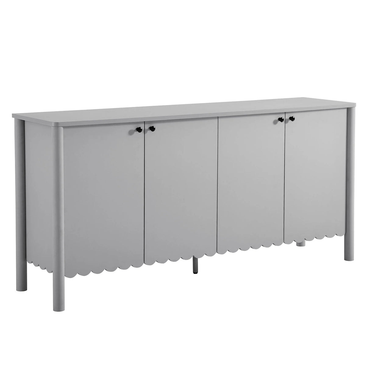 Modern Scalloped 4-Door Storage Sideboard – White 66 Inch