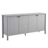 Modern Scalloped 4-Door Storage Sideboard – White 66 Inch