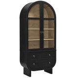 Modern Black Arched Tall Wood Storage Display Cabinet – 74 Inch