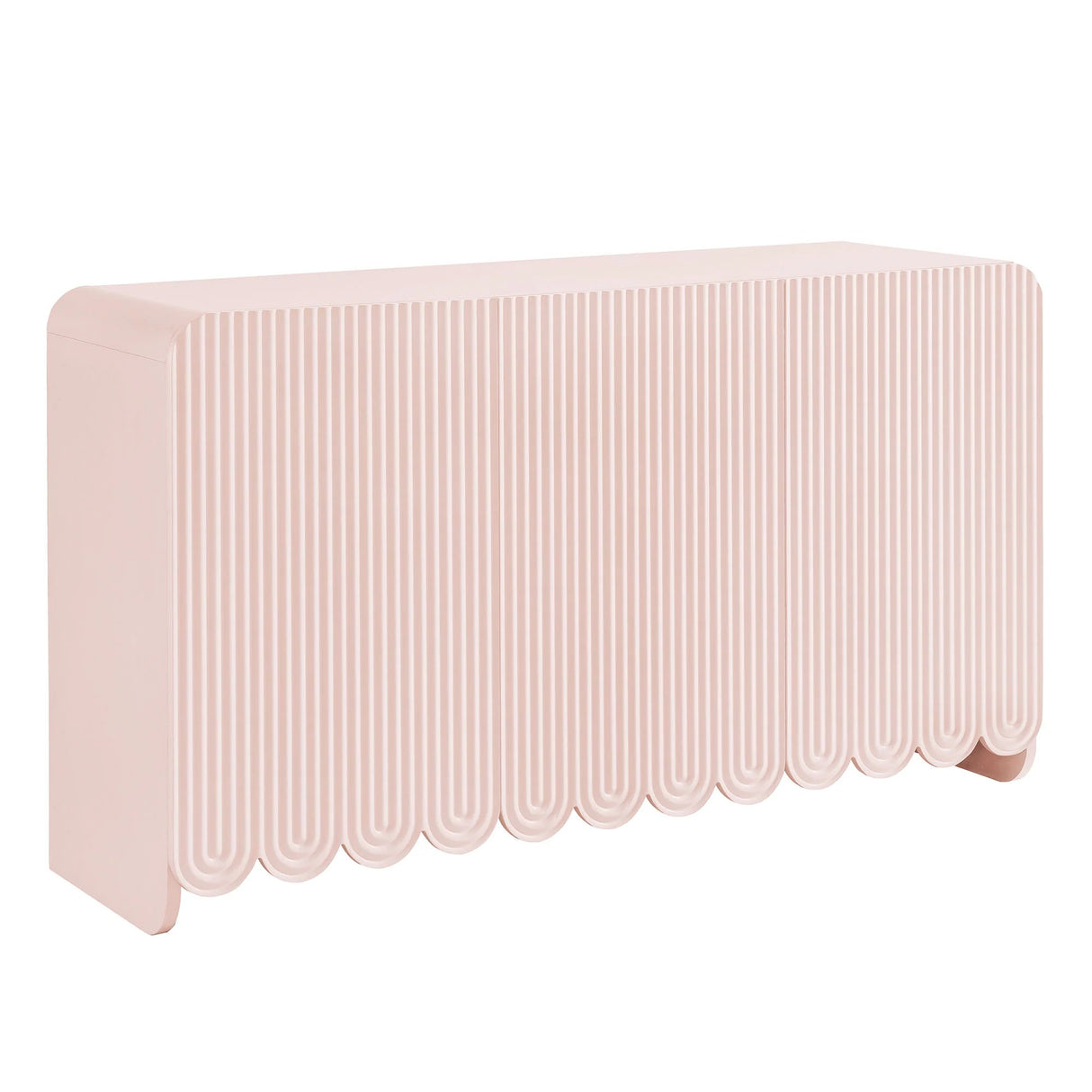 Fluted Scalloped Sideboard Storage Cabinet – Wood Finish 56 Inch
