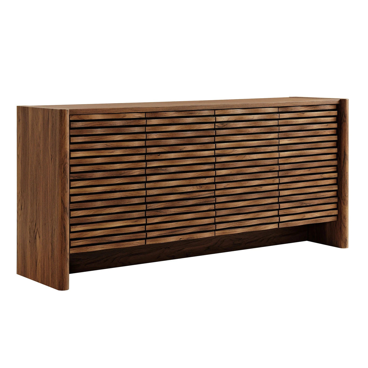 Slatted Wave 4-Door Sideboard – Walnut 66 Inch