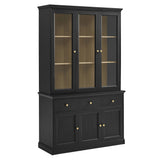 Modern Black Oak Wood Grain 3-Door Large Storage Display Cabinet – 79 Inch