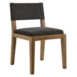 Fabric Upholstered Armless Dining Chair – Natural Wood 32 Inch