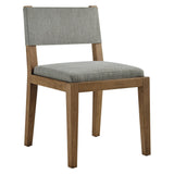 Fabric Upholstered Armless Dining Chair – Natural Wood 32 Inch