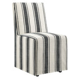Striped Slipcovered Parsons Dining Side Chair with Hidden Casters