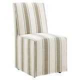 Striped Slipcovered Parsons Dining Side Chair with Hidden Casters
