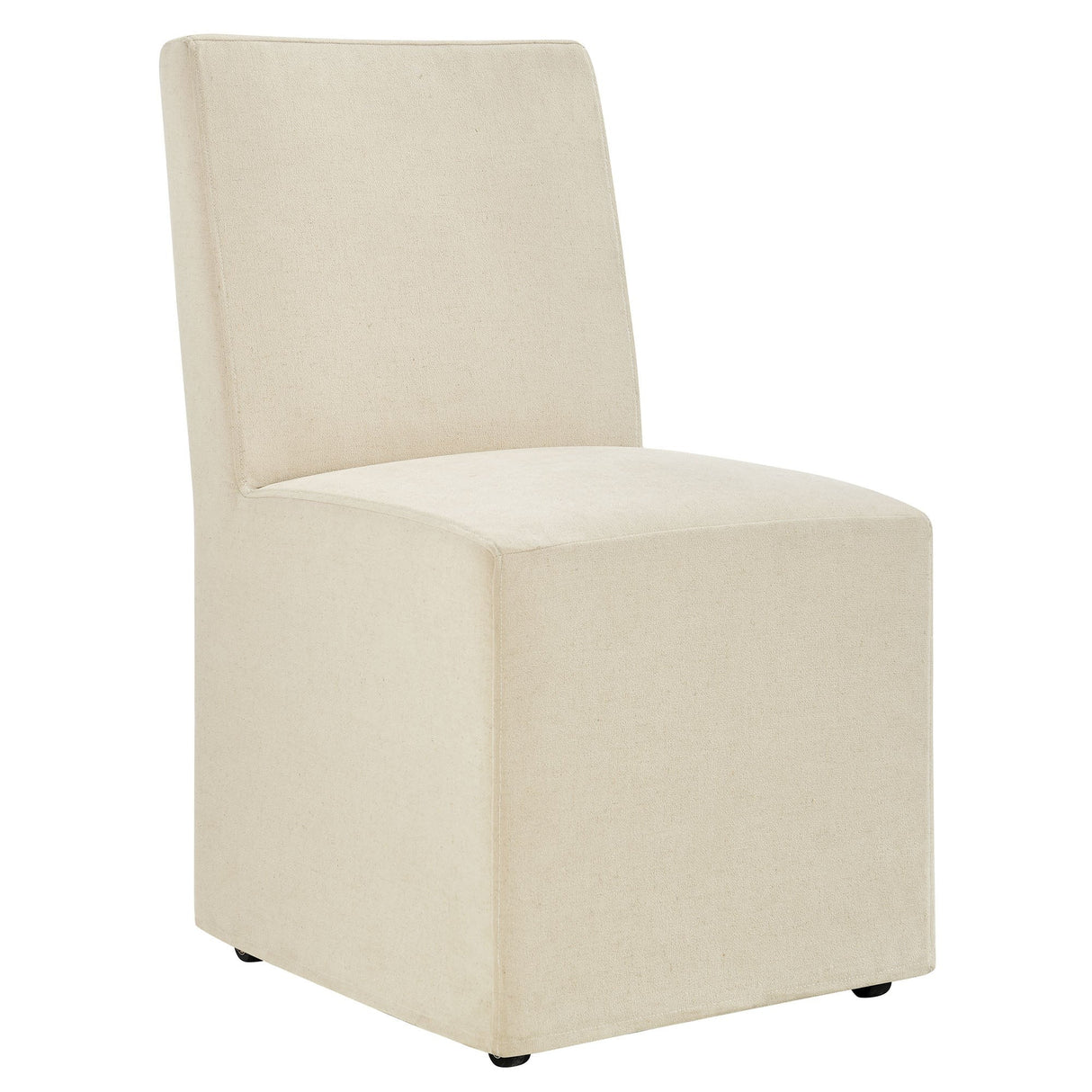 Linen-Blend Slipcovered Rolling Dining Side Chair