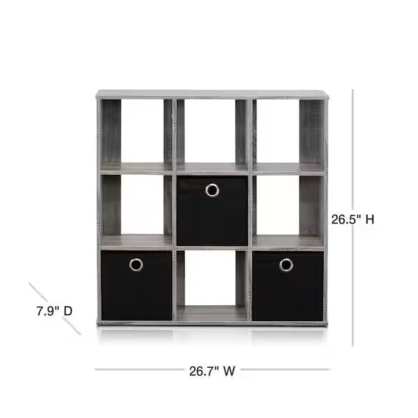 Simplistic 9-Shelf Open Shelf Bookcase with Bins
