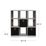 Simplistic 9-Shelf Open Shelf Bookcase with Bins