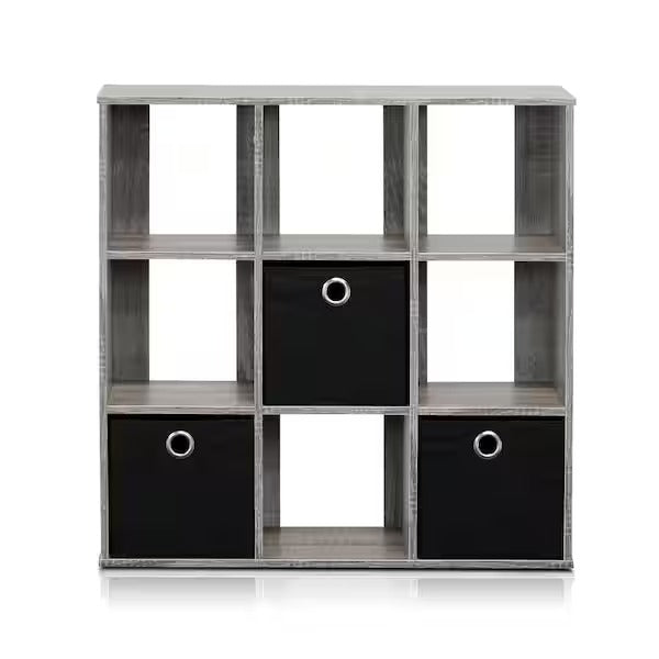 Simplistic 9-Shelf Open Shelf Bookcase with Bins