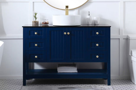 Ralph 48 Inch Blue Vessel Sink Bathroom Vanity with Glass Top