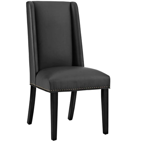 Vegan Leather Dining Side Chair with Nailhead Trim