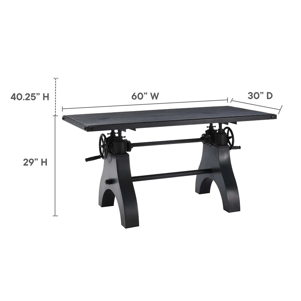 60 Inch Adjustable Height Solid Wood Dining Table and Desk