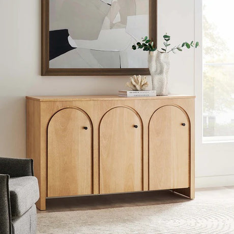 Modern 3-Door Arched Mango Wood Veneer Sideboard – 53 Inch