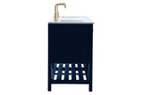 Theo 72 Inch Blue Double Sink Bathroom Vanity with Quartz Top