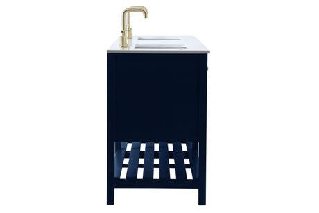 Theo 72 Inch Blue Double Sink Bathroom Vanity with Quartz Top