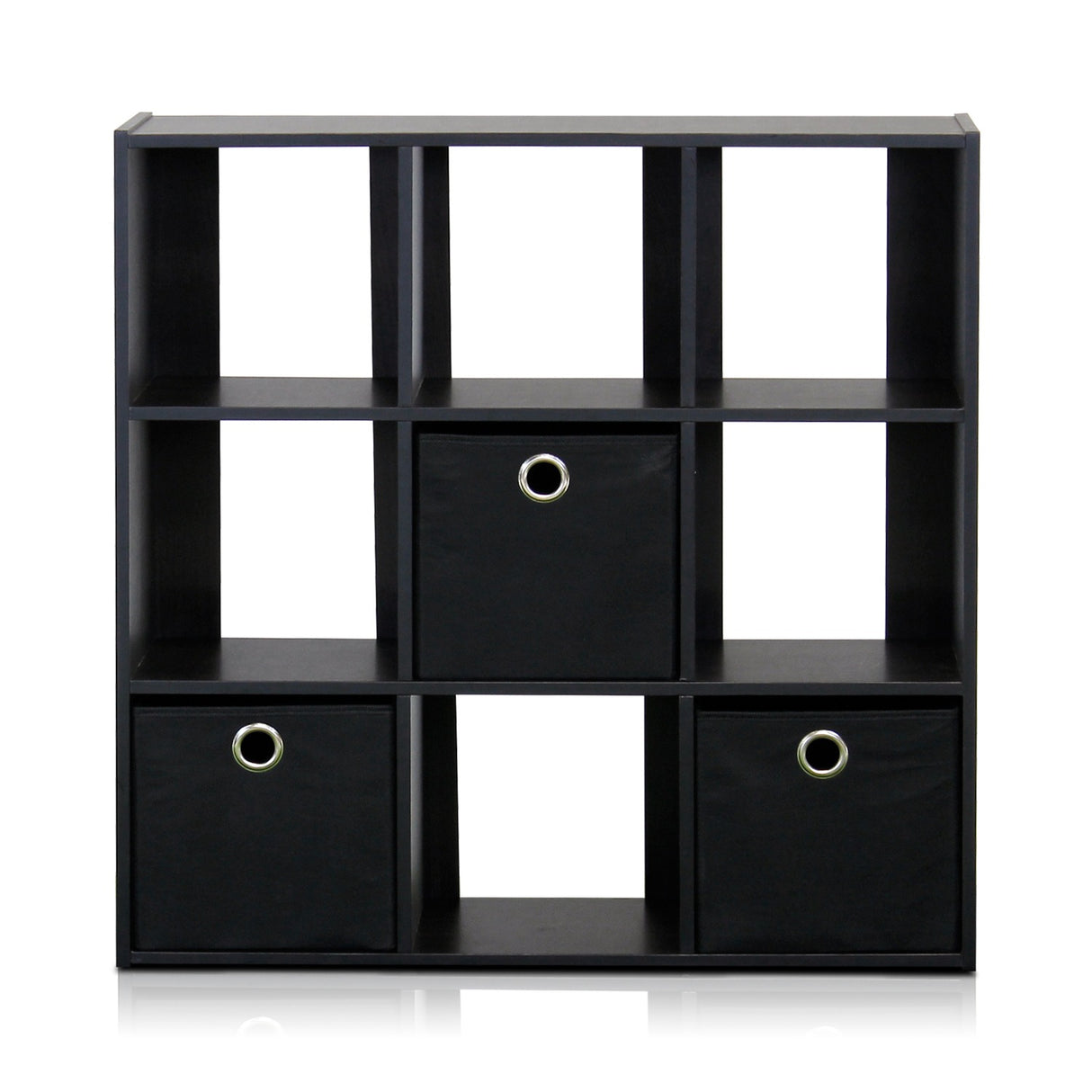 Simplistic 9-Shelf Open Shelf Bookcase with Bins