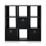 Simplistic 9-Shelf Open Shelf Bookcase with Bins