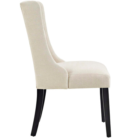 Button Tufted Fabric Dining Side Chair with Wood Legs