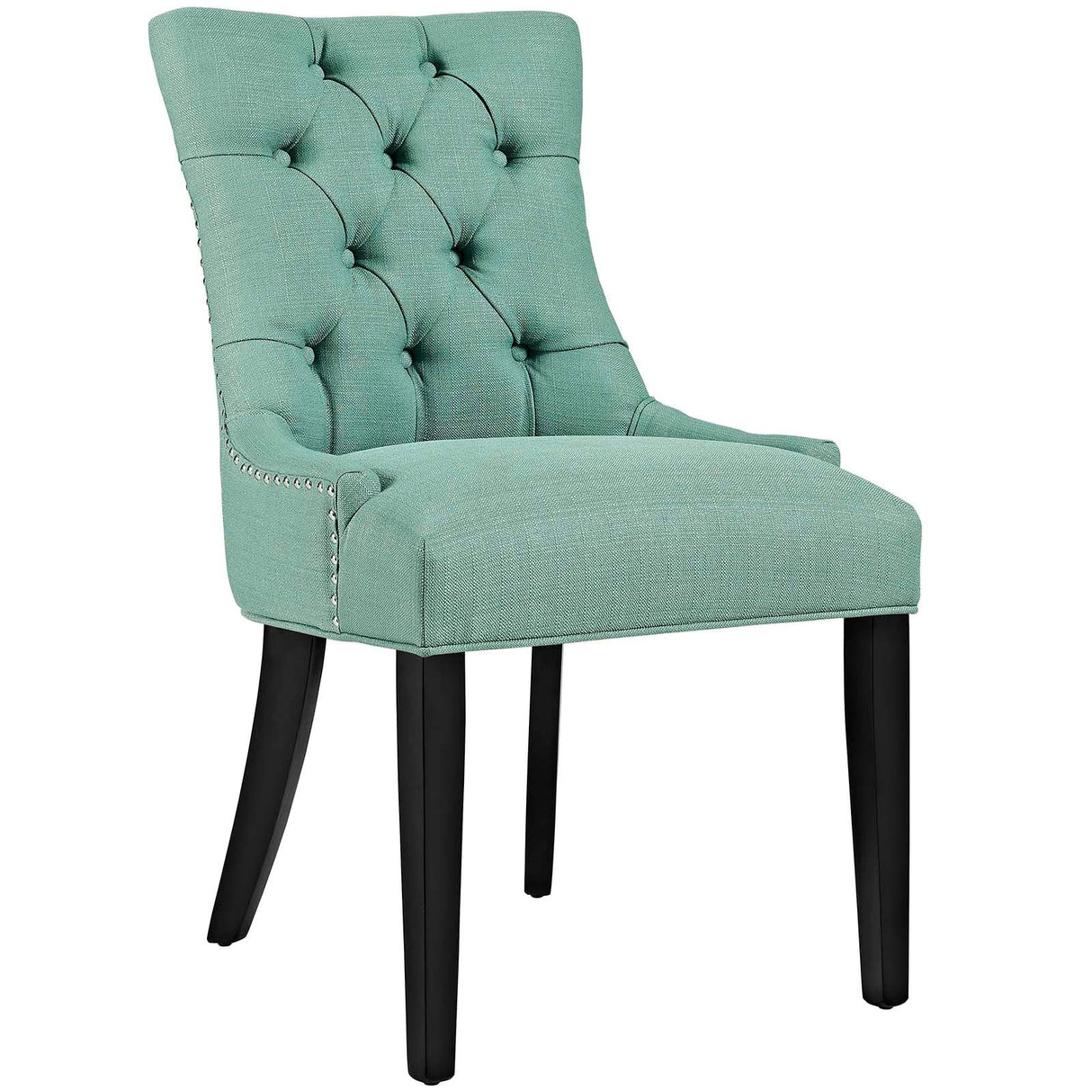 Set of 2 Button Tufted Fabric Dining Side Chairs with Nailhead Trim