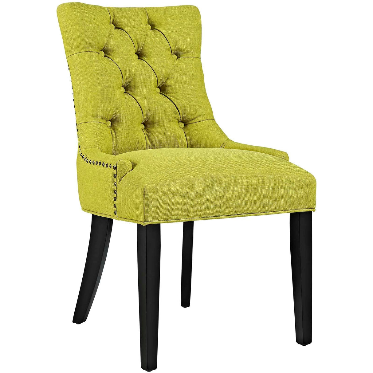 Set of 2 Button Tufted Fabric Dining Side Chairs with Nailhead Trim