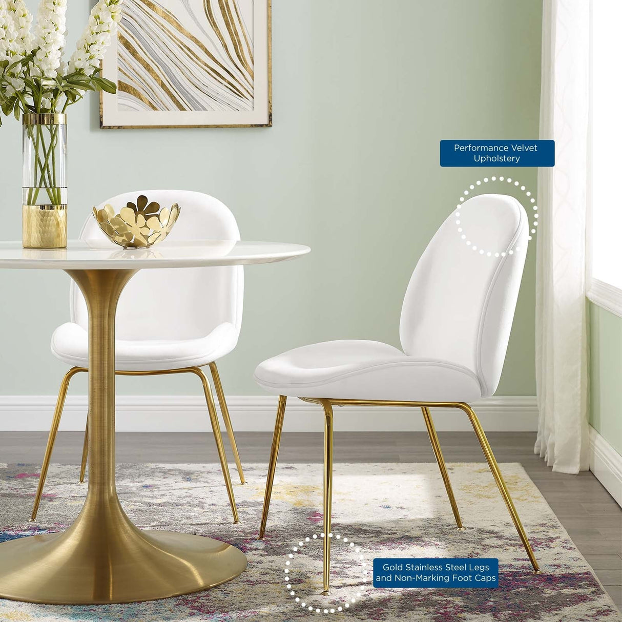 Vintage Glamour Performance Velvet Dining Side Chair