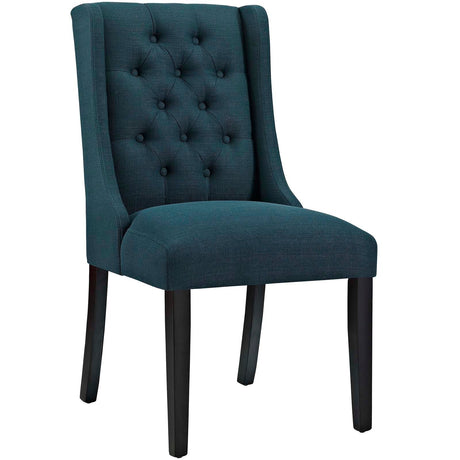 Button Tufted Fabric Dining Side Chair Set with Wood Legs – Set of 2