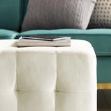 Tufted Cube Velvet Ottoman – 15 Inch Upholstered