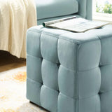 Tufted Cube Velvet Ottoman – 15 Inch Upholstered