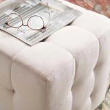 Tufted Cube Velvet Ottoman – 15 Inch Upholstered