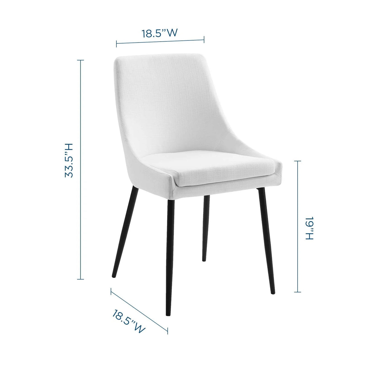 Upholstered Fabric Dining Chair Set with Tapered Metal Legs