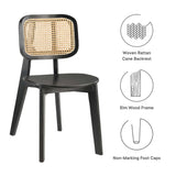 Wood Dining Side Chair with Woven Rattan Cane Back