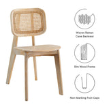 Wood Dining Side Chair with Woven Rattan Cane Back