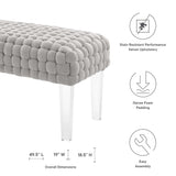 Woven Velvet Bench Ottoman with Acrylic Legs – 50 Inch
