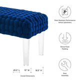 Woven Velvet Bench Ottoman with Acrylic Legs – 50 Inch