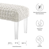 Woven Velvet Bench Ottoman with Acrylic Legs – 50 Inch