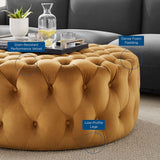 Large Round Tufted Velvet Ottoman – Upholstered 40 Inch