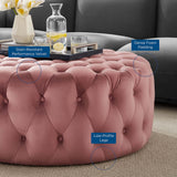 Large Round Tufted Velvet Ottoman – Upholstered 40 Inch