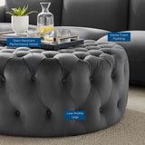 Large Round Tufted Velvet Ottoman – Upholstered 40 Inch