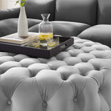 Large Round Tufted Velvet Ottoman – Upholstered 40 Inch