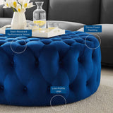 Large Round Tufted Velvet Ottoman – Upholstered 40 Inch