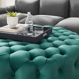 Large Round Tufted Velvet Ottoman – Upholstered 40 Inch
