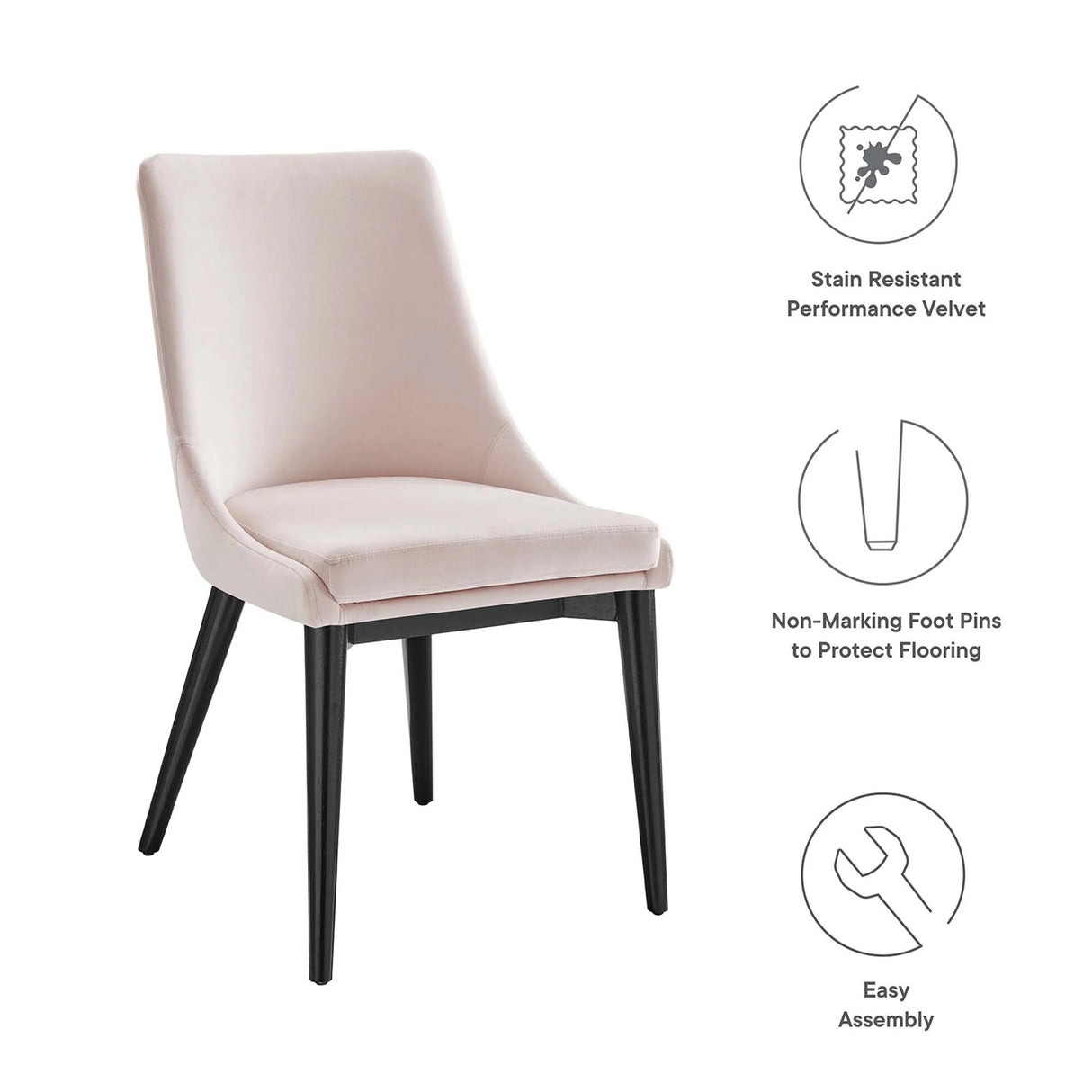 Vintage Modern Performance Velvet Dining Chairs Set of 2