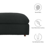 Contemporary Overstuffed Boucle Upholstered Ottoman – 40 Inch