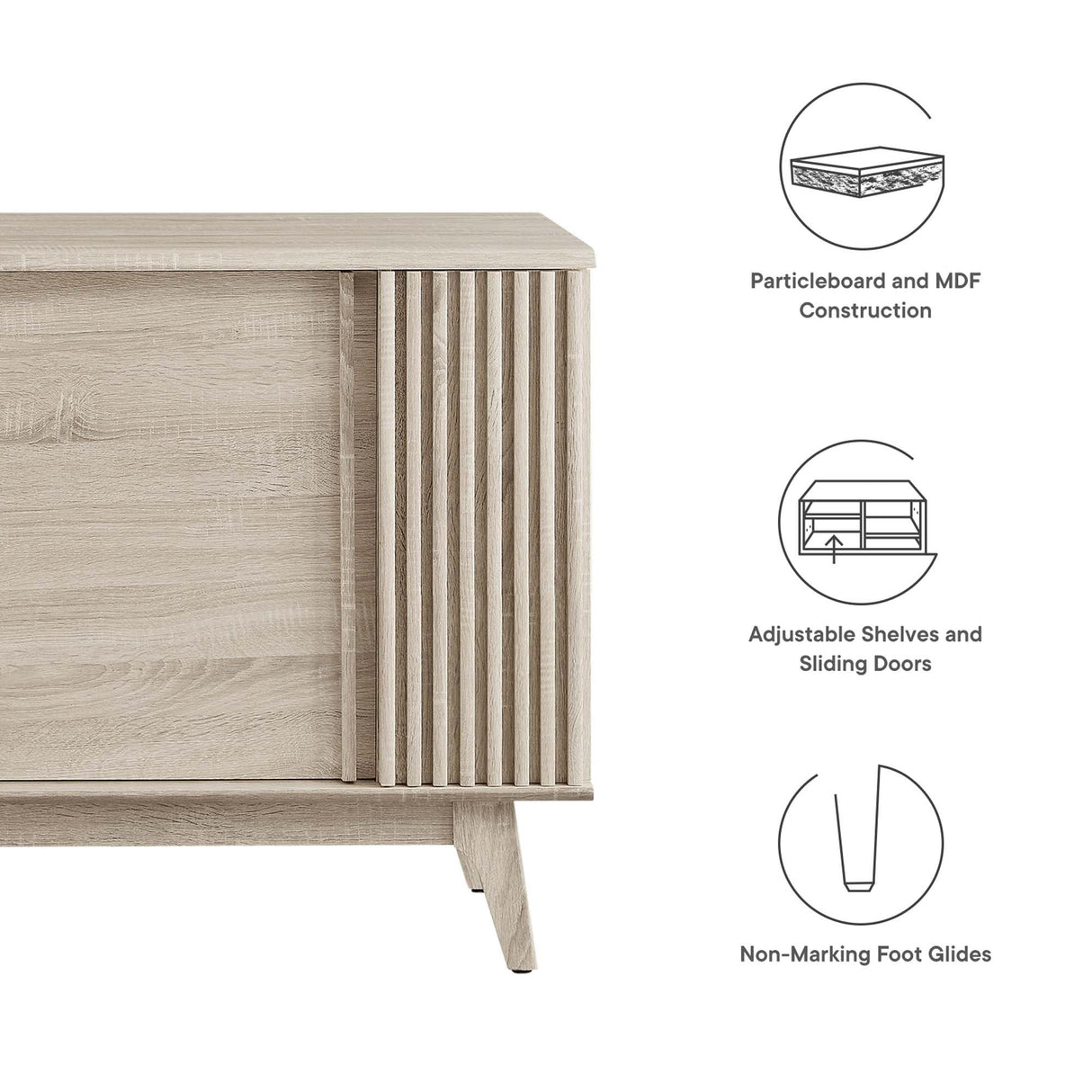 Sideboard Storage Cabinet Sliding Door MDF 60 Inch