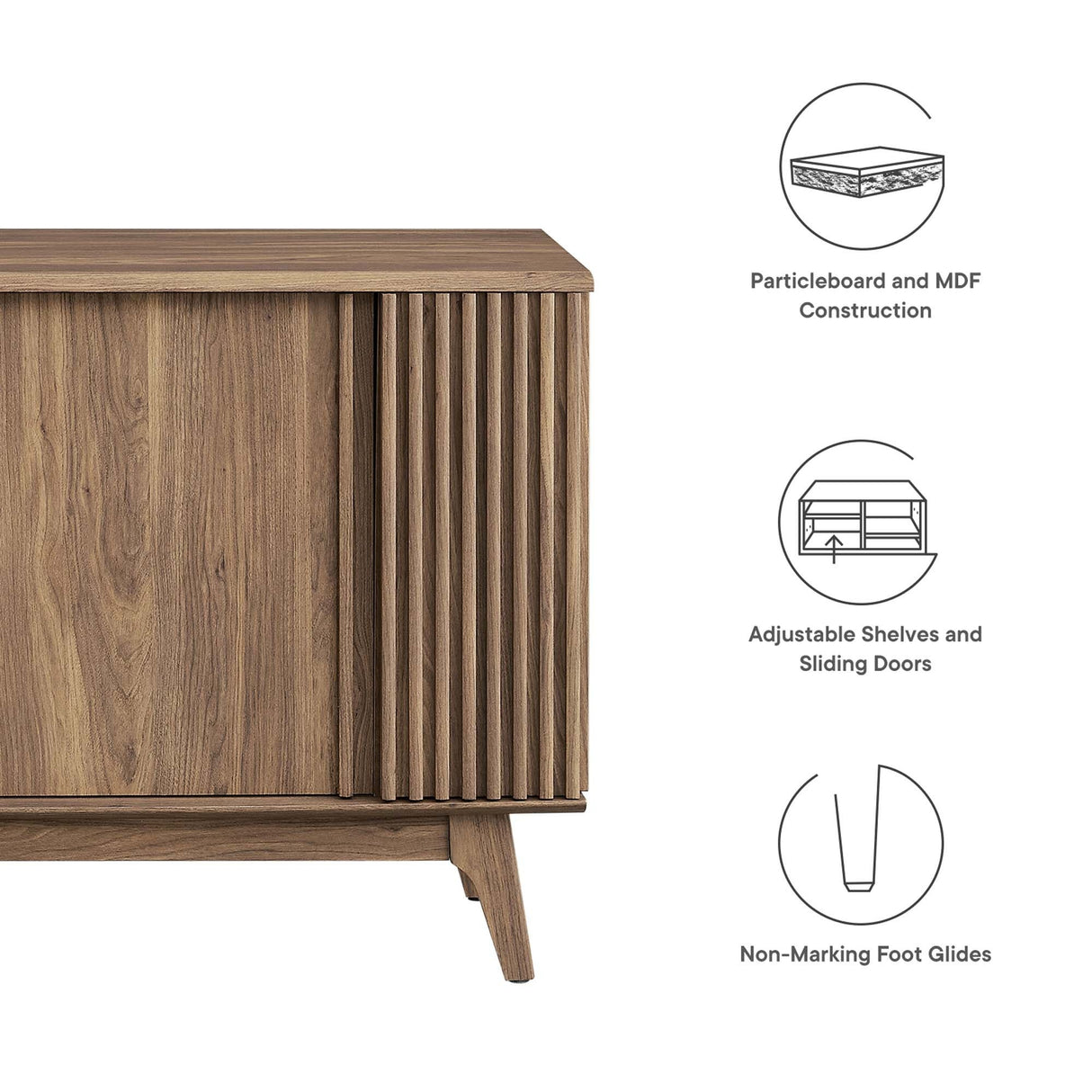 Sideboard Storage Cabinet Sliding Door MDF 60 Inch