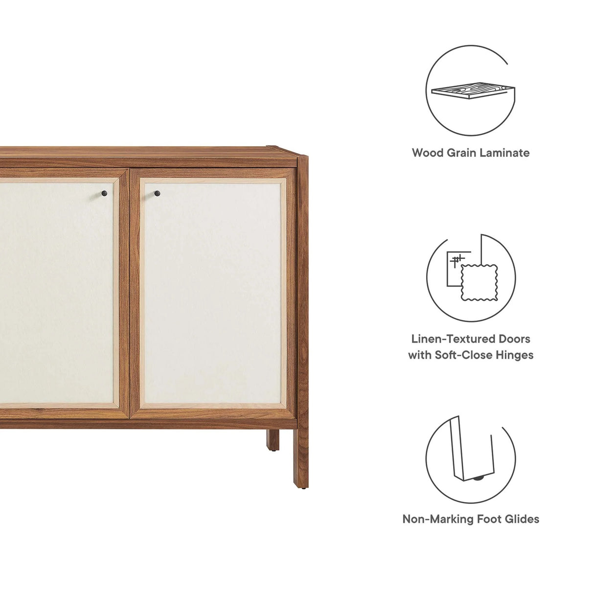 Modern Wood Grain Sideboard Storage Cabinet – Walnut 65 Inch
