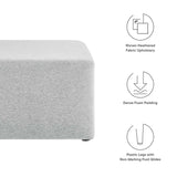 Square Woven Fabric Ottoman – Heathered Upholstered 28 Inch