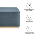 Square Velvet Upholstered Ottoman – Plinth Base 28 Inch