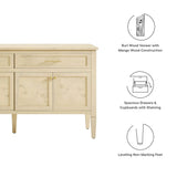 Burl Wood Sideboard Storage Cabinet with Drawers – Wood Finish 62 Inch